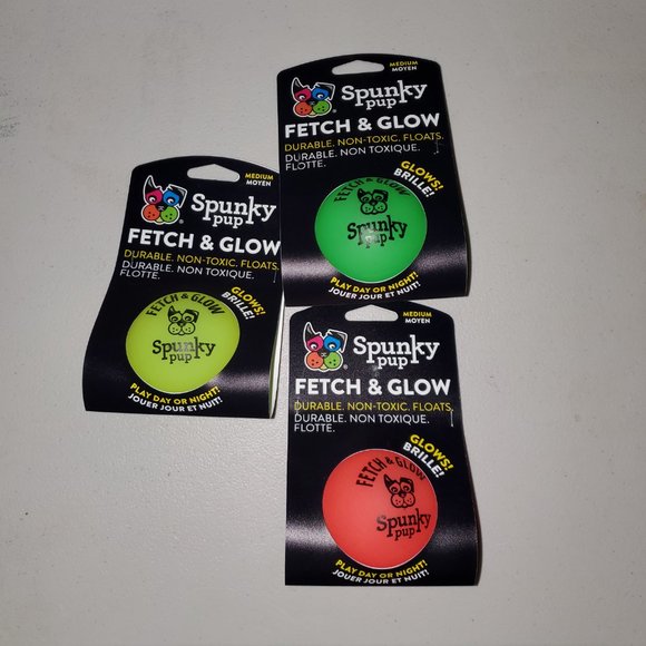 Spunky Pup Dog Nwt 3 Balls Spunky Pup Fetch Glow Medium Dog Ball